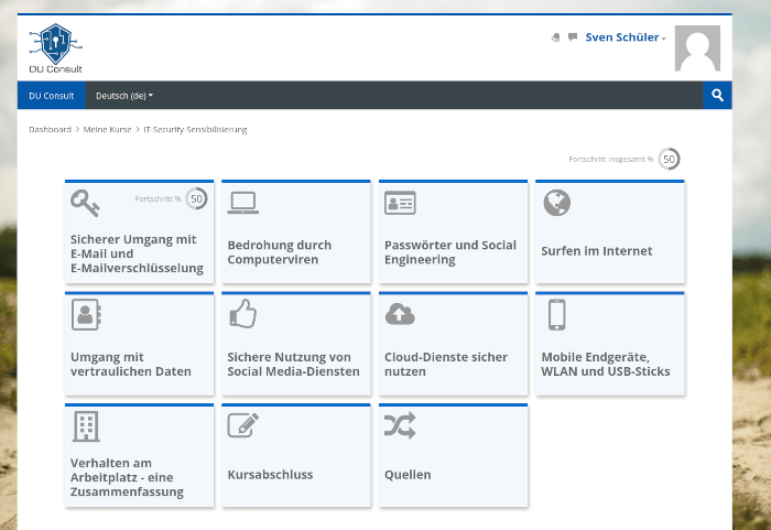 DU Consult Schulungsplattform mit IT-Security Awareness Kurs
